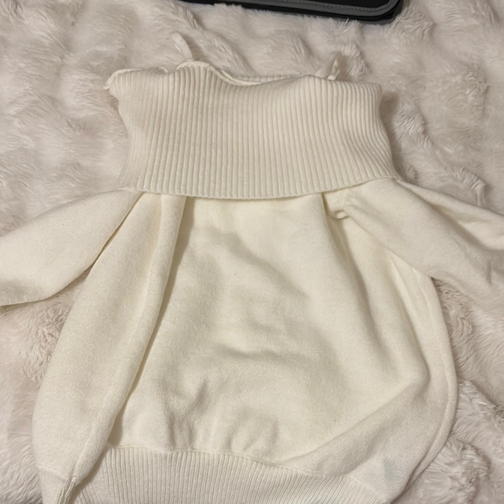 ROMWE White Cowl Neck Sweater Soft Knit Versatile